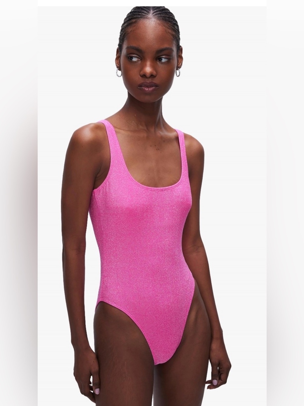 Good American Shimmer Pink One-Piece Swimsuit